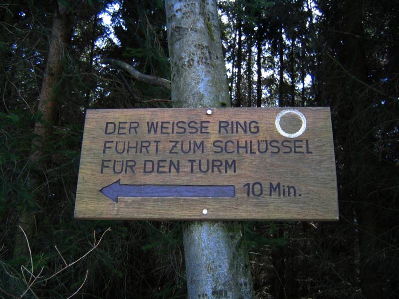 Wegweisser zu Frau Oberle falls sie mal nicht am Turm ist